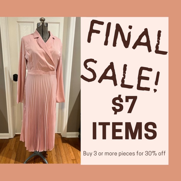 Dresses & Skirts - Retro style pink satin dress pleated skirt side zip size L